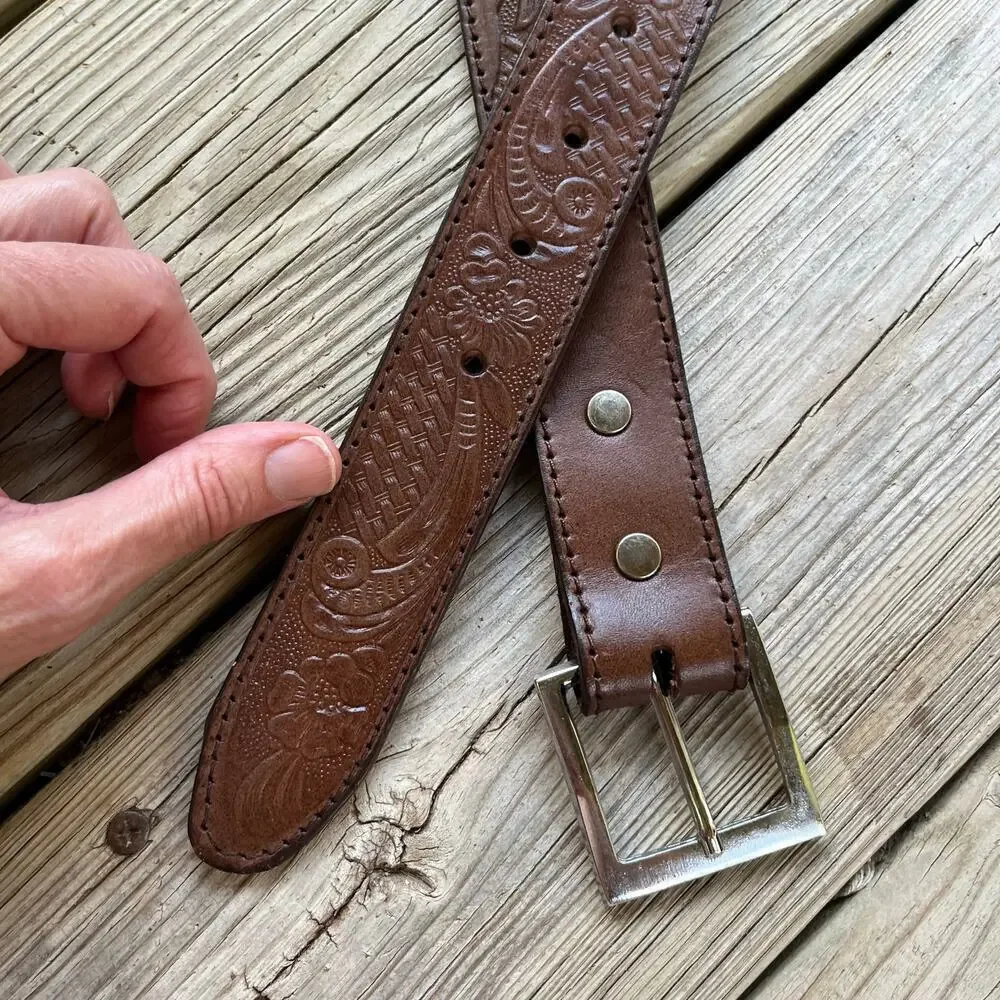 Jaripeo's Men's Brown Leather Western Belt Size 42